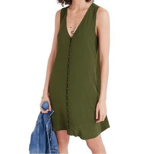 NWOT Madewell Heather Button-Front Dress XS Moss Green